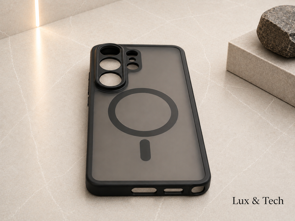 LUX & TECH Magnetic Case Luxury for Samsung s26 Ultra Matte Translucent and Black