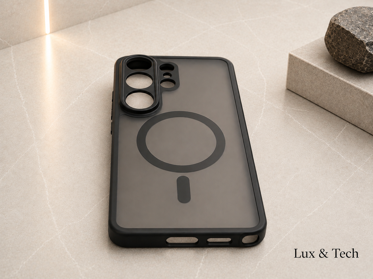 LUX & TECH Magnetic Case Luxury for Samsung s26 Ultra Matte Translucent and Black