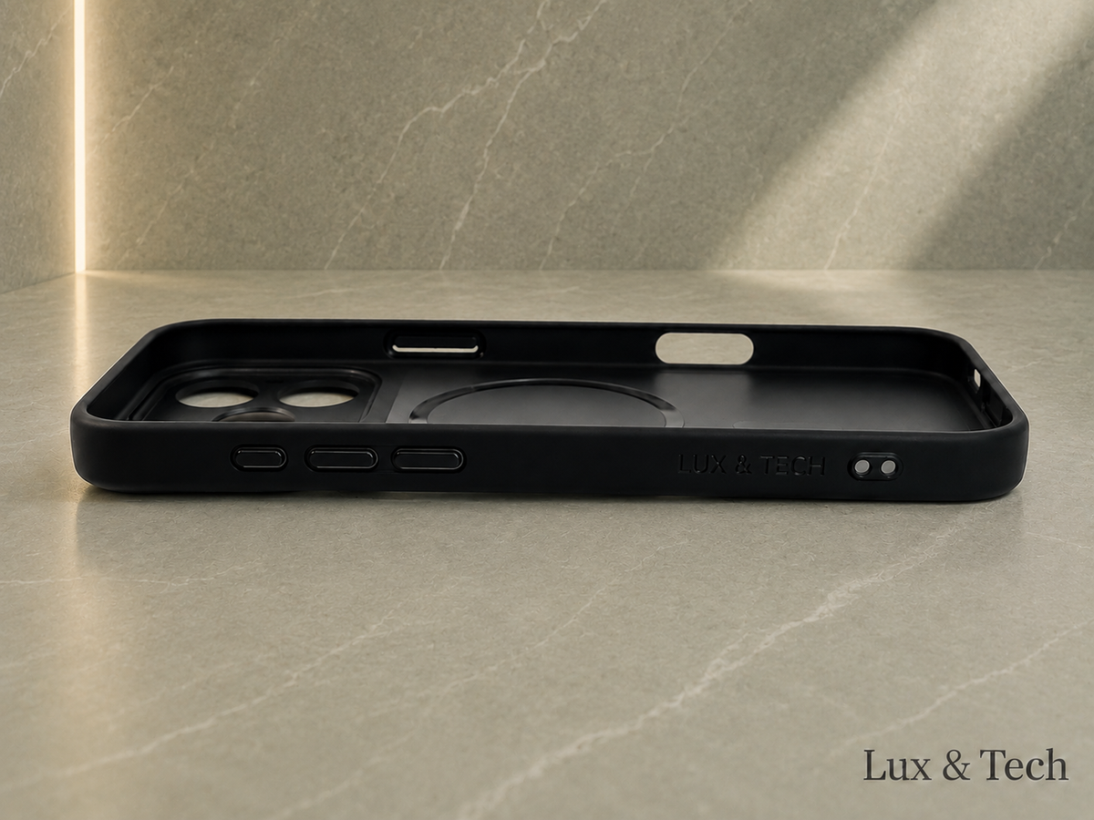 Lux & Tech Magnetic Case Luxury for iPhone 17 Pro Max Matte Translucent and Black