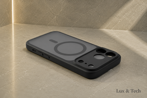 Lux & Tech Magnetic Case Luxury for iPhone 17 Pro Max Matte Translucent and Black