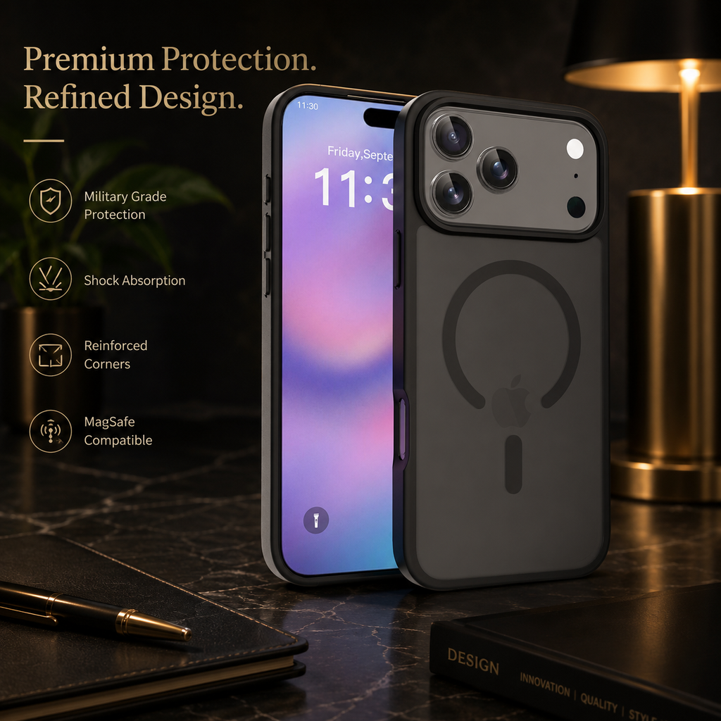 LUX & TECH Magnetic Case Luxury for iPhone 17 Pro Max Matte Translucent.