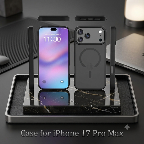LUX & TECH Magnetic Case Luxury for iPhone 17 Pro Max Matte Translucent.
