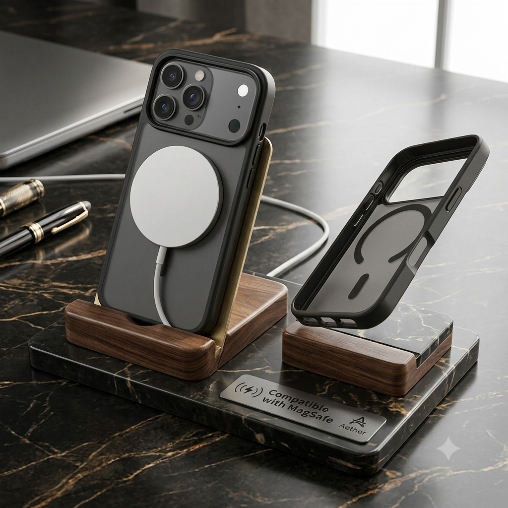 LUX & TECH Magnetic Case Luxury for iPhone 17 Pro Max Matte Translucent.