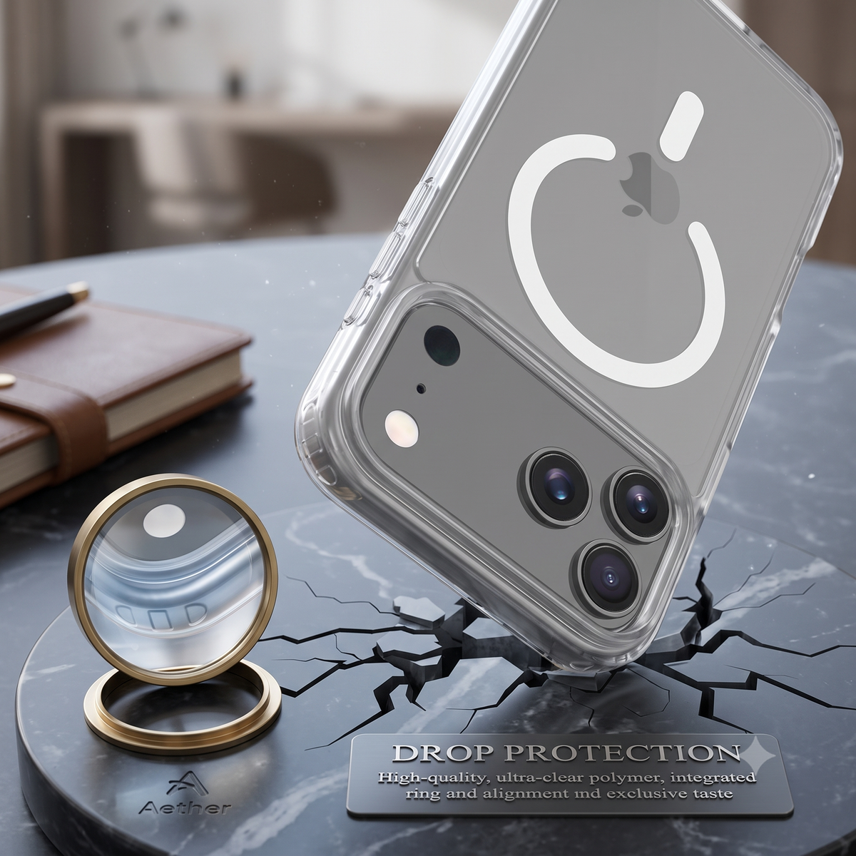 LUX & TECH Magnetic Case Luxury for iPhone 17 Pro Max Matte Translucent.